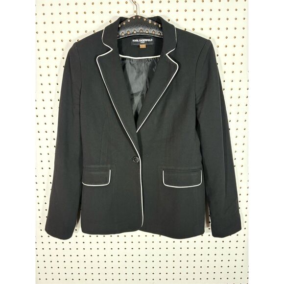 Karl Lagerfeld pipe trim blazer jacket size 4 - Picture 1 of 6